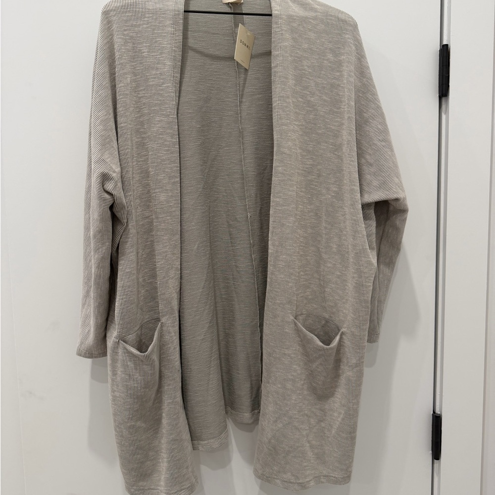 DONNI. Light Gray Open Front Cardigan